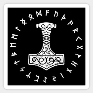 Thors Hammer Mjolnir Norse Pagan Viking Elder Futhark Runes Sticker